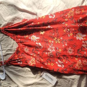 Red floral blouse with adjustable spaghetti straps